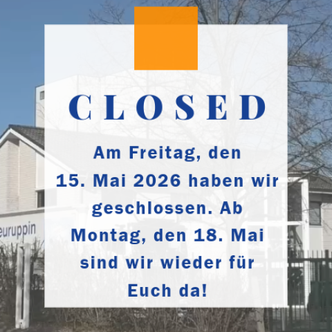 info schließtag 15. Mai 2026